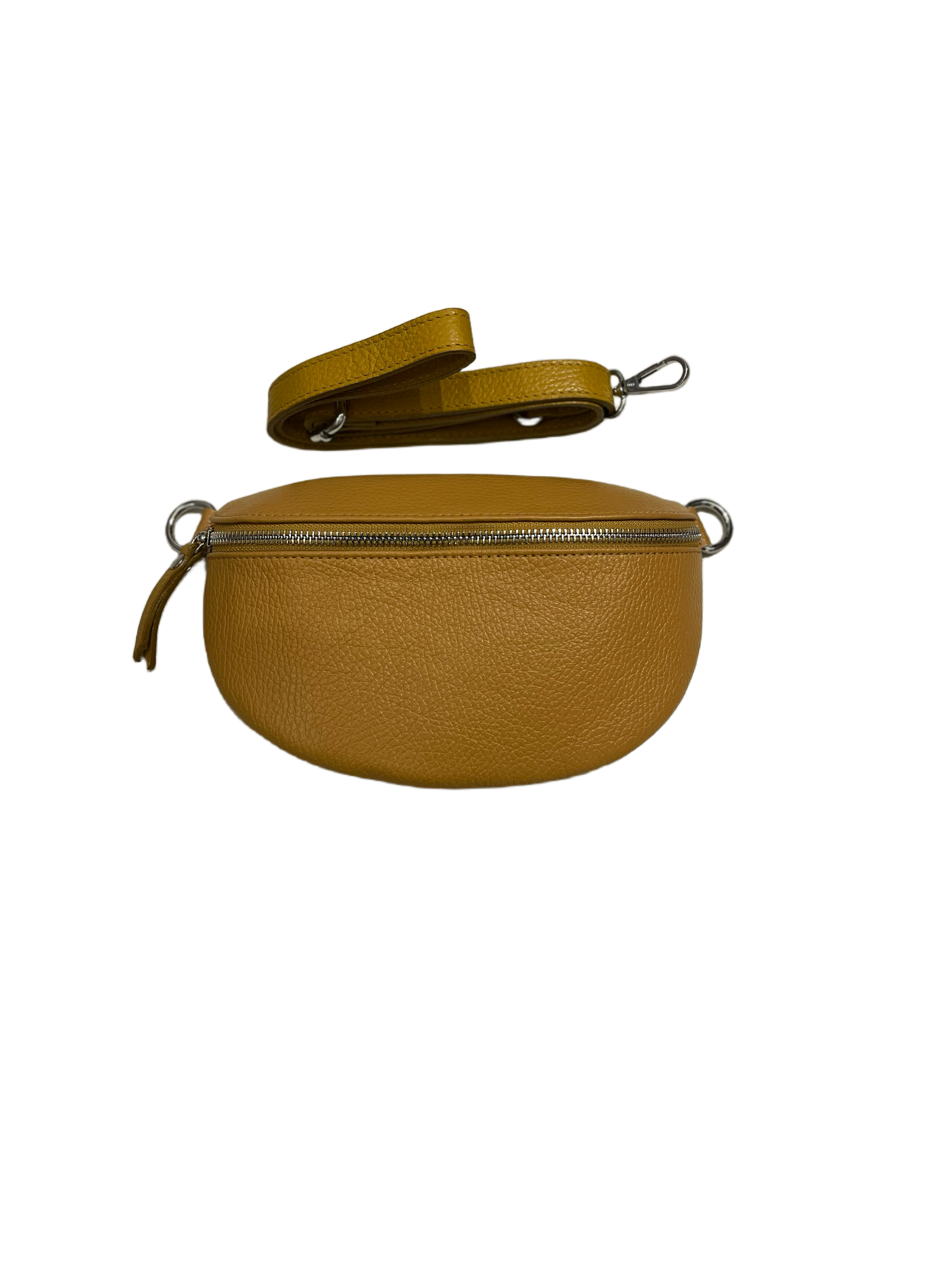 Bodella mustard genuine leather hip bag-made in Italy
