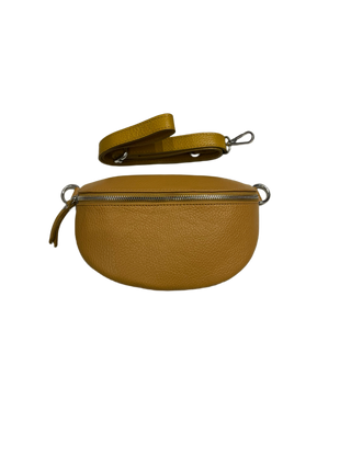 Bodella mustard genuine leather hip bag-made in Italy