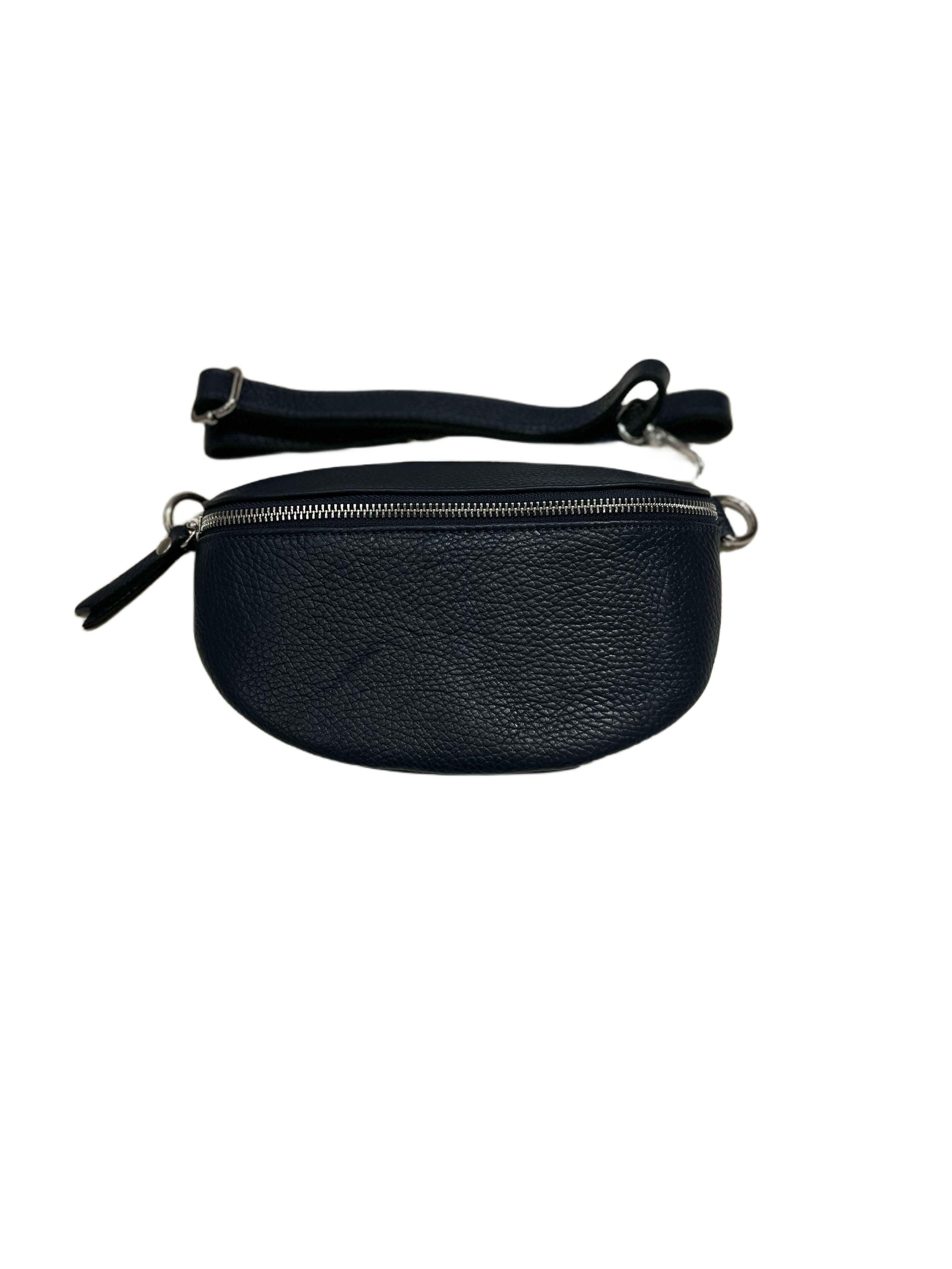 Bodella black genuine leather hip bag- made in Italy
