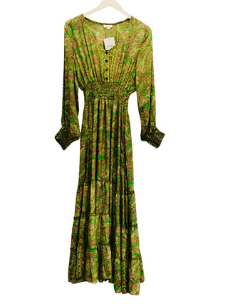 Chantel Green Paisley Silk Dress