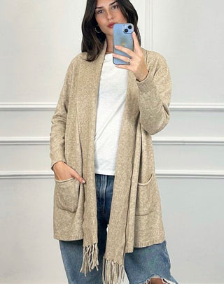 Sophia Fringed Sweater with Pockets