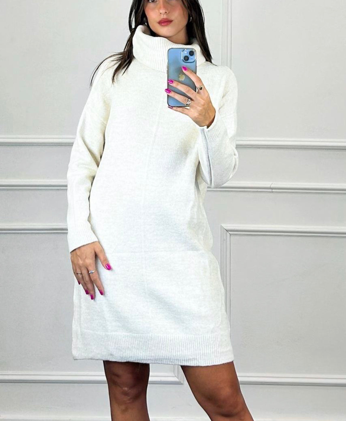 Stormy knit Dress with loose turtleneck