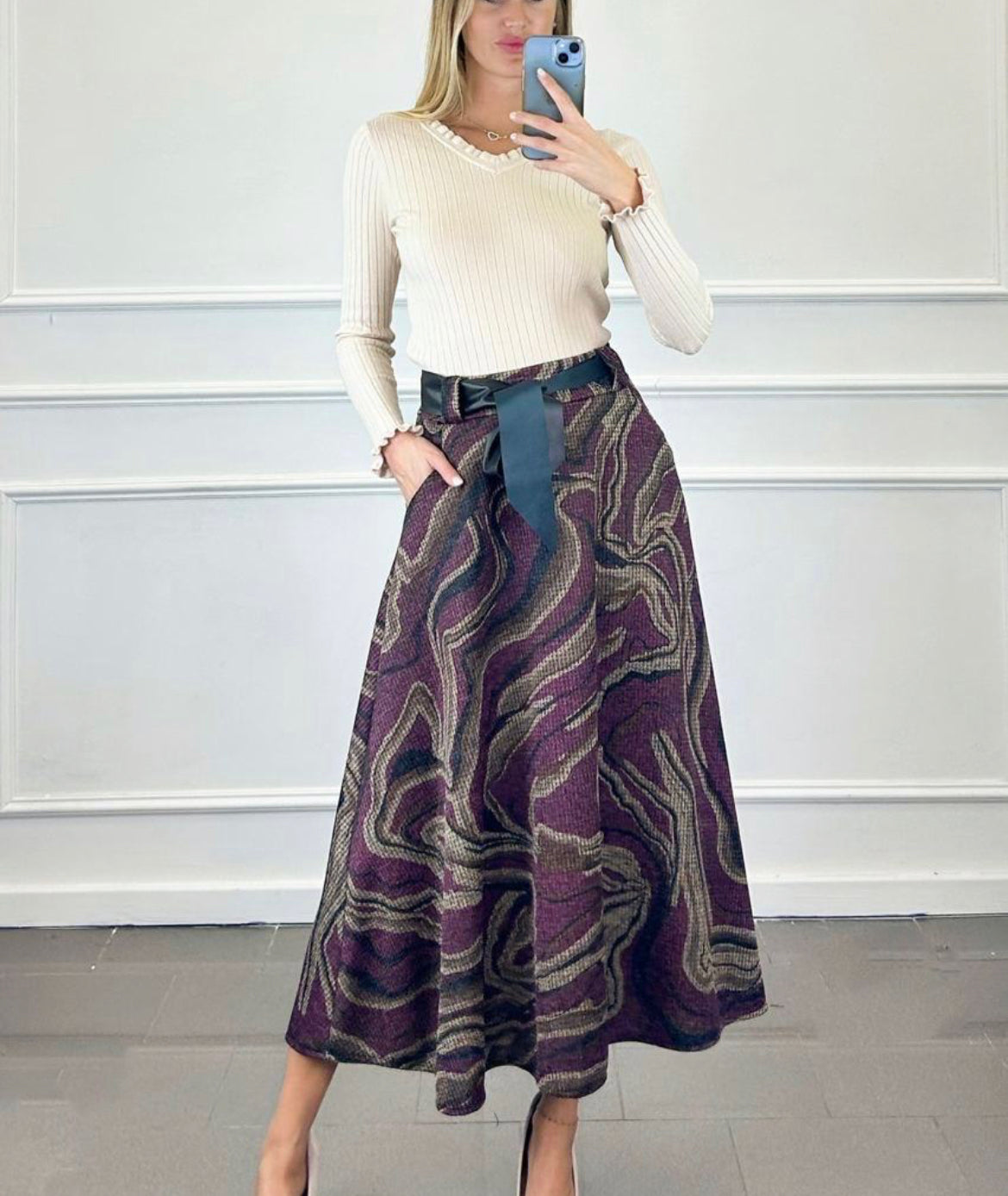 Rosa Long Skirt with Tie