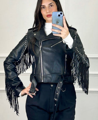 Chella Vegan Leather Fringed Jacket