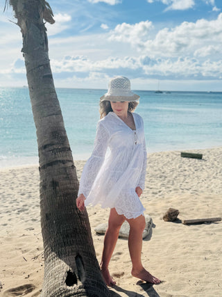 St. Barts Cotton White Eyelet Dress