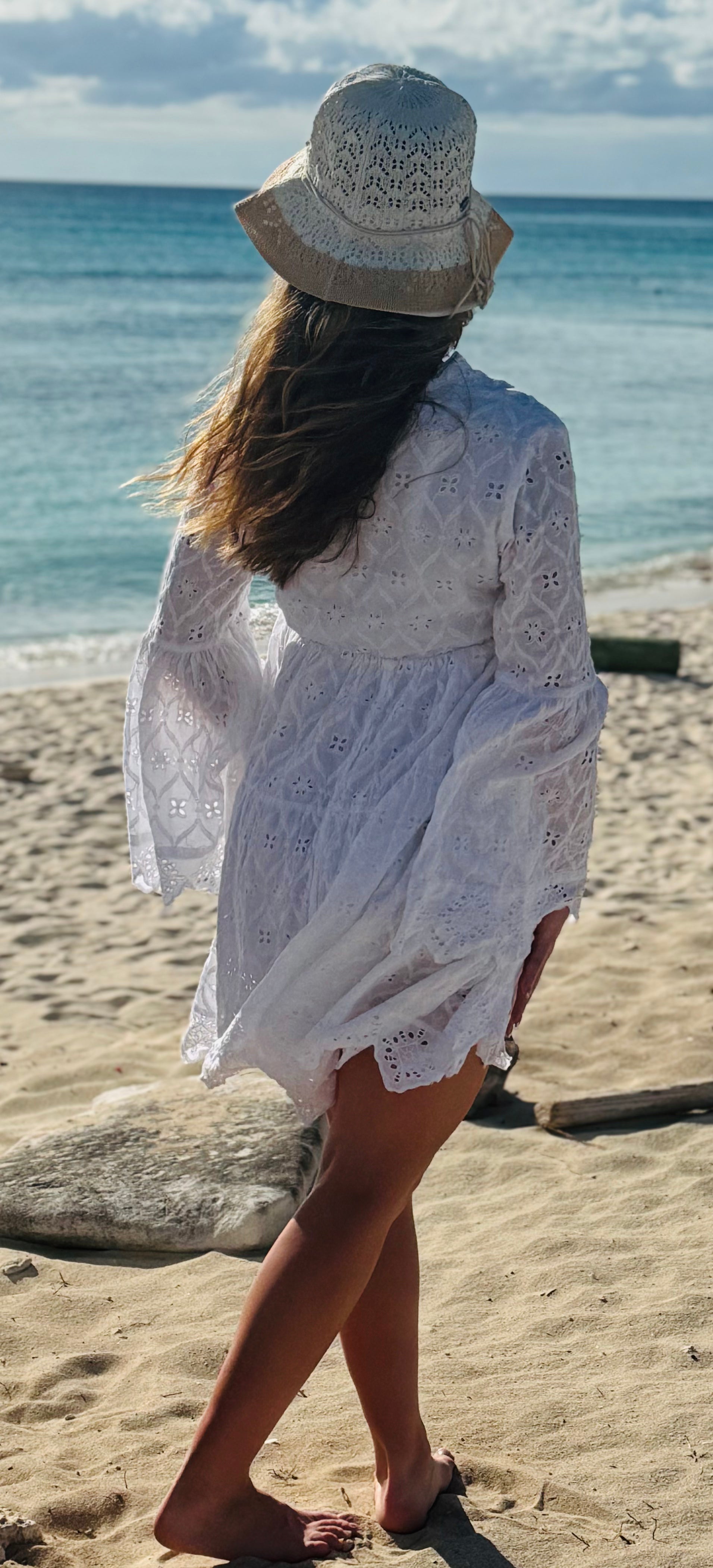 St. Barts Cotton White Eyelet Dress