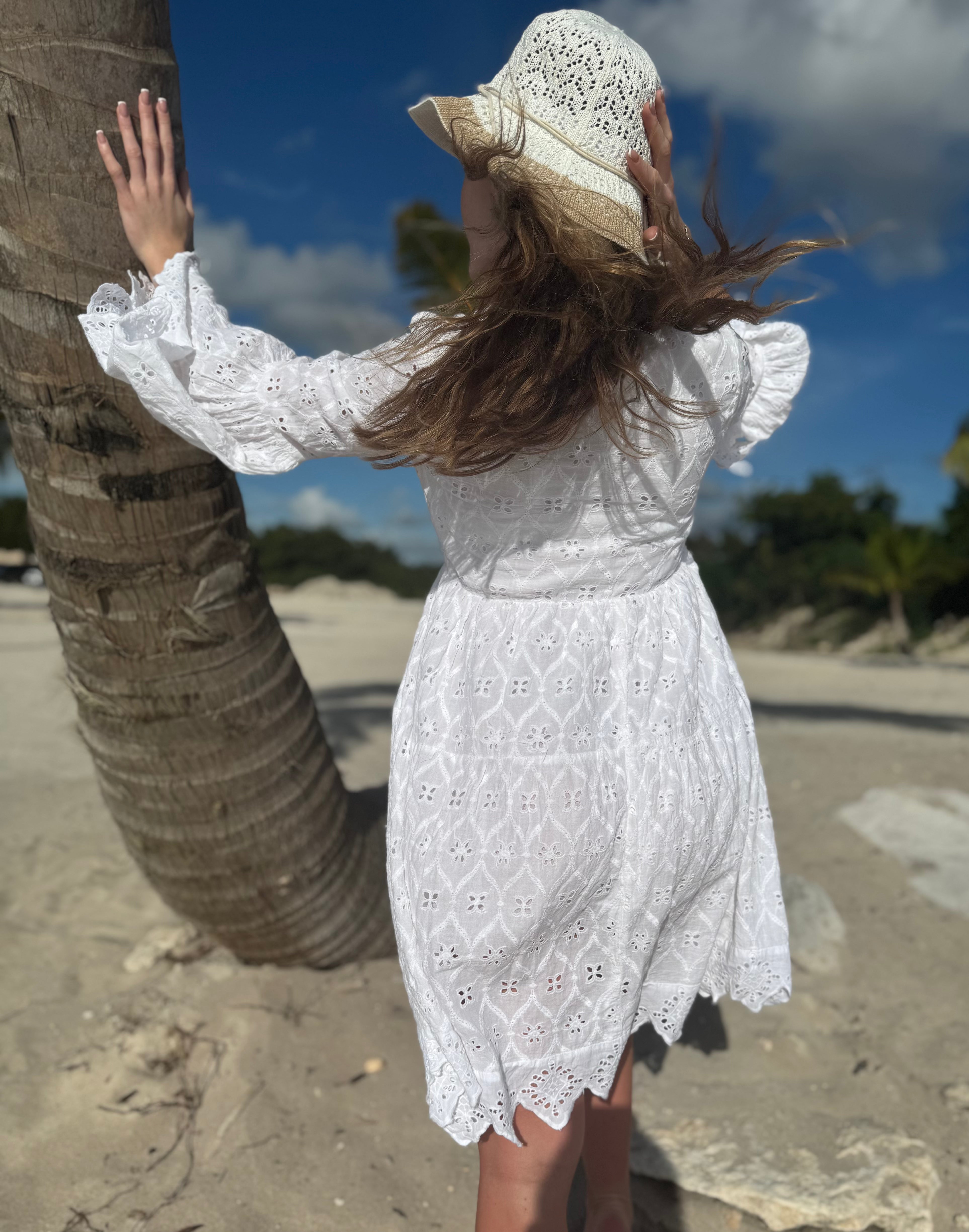 St. Barts Cotton White Eyelet Dress