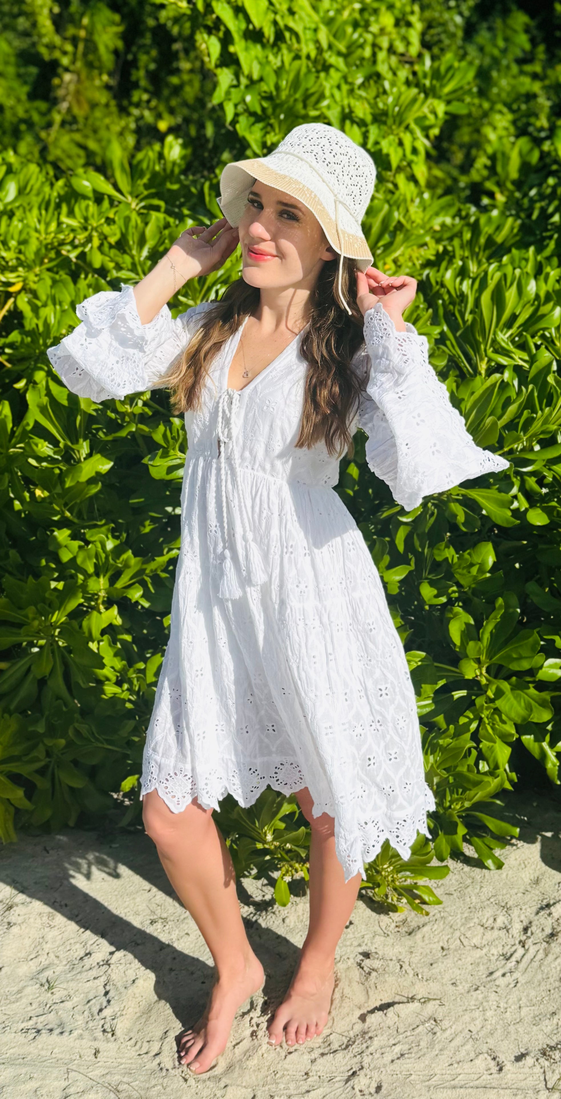 St. Barts Cotton White Eyelet Dress
