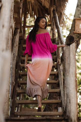 Seville Off-The-Shoulder Long Ombre Dress