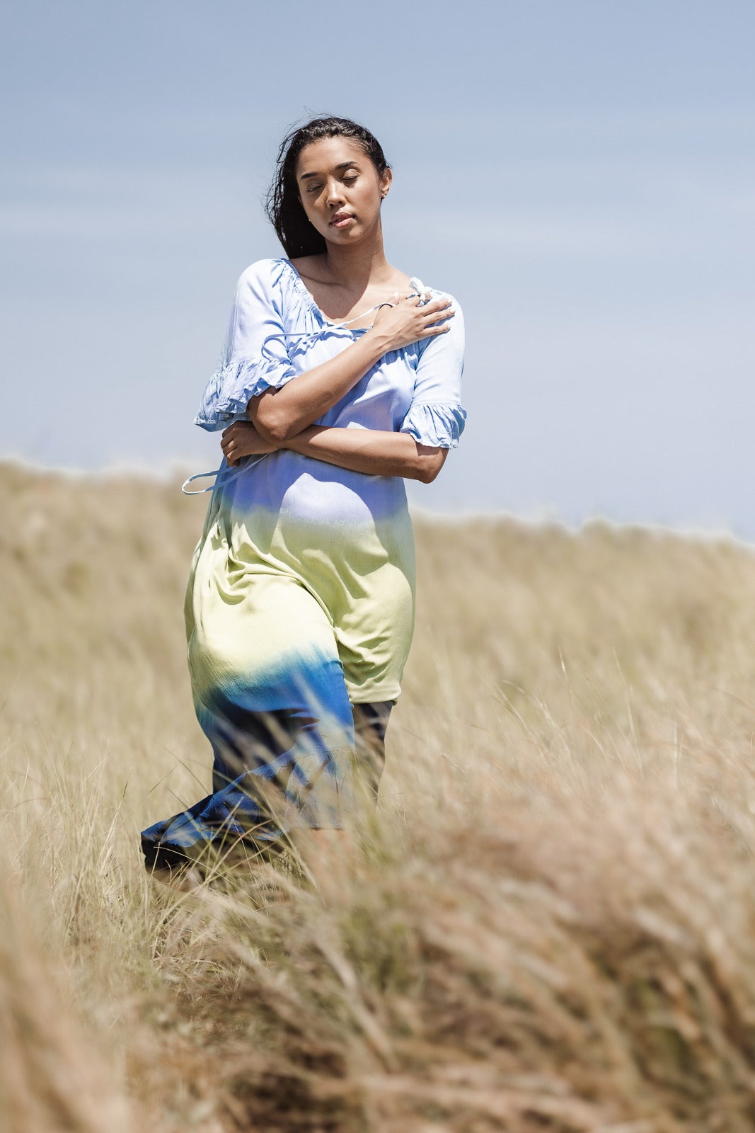 Seville Off The Shoulder Blue Dress