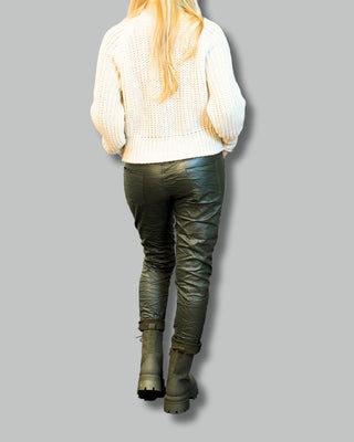 Sasha Faux Leather Joggers made in italy