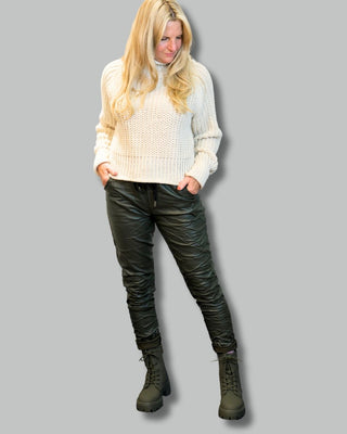 Sasha Faux Leather Joggers made in italy