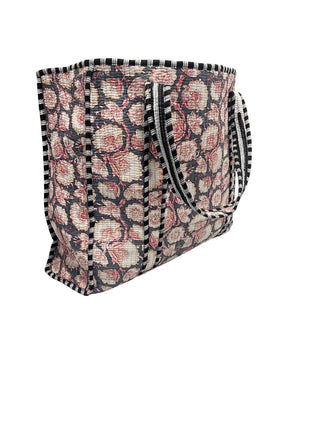 Dusty Rose Floral Reversible Quilted Tote