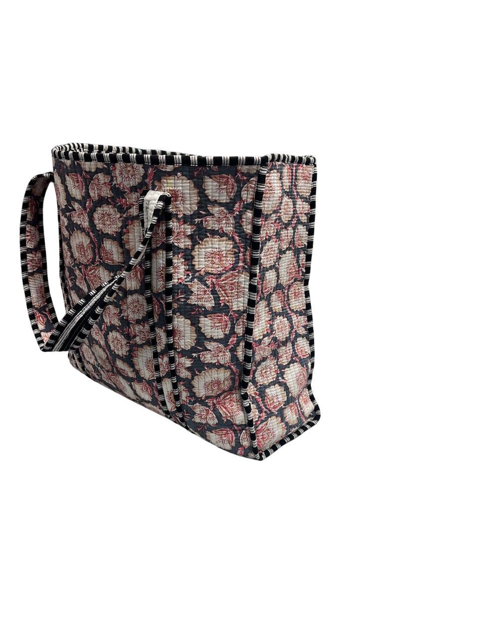 Dusty Rose Floral Reversible Quilted Tote