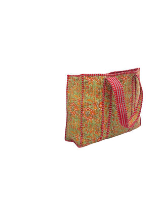 Earthy Floral Reversible Quilted Tote Bag