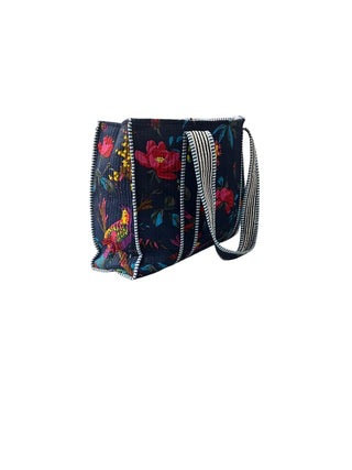 Floral & Striped Reversible Quilted Tote