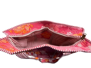 Warm Floral Zippered Quilted Tote Bag