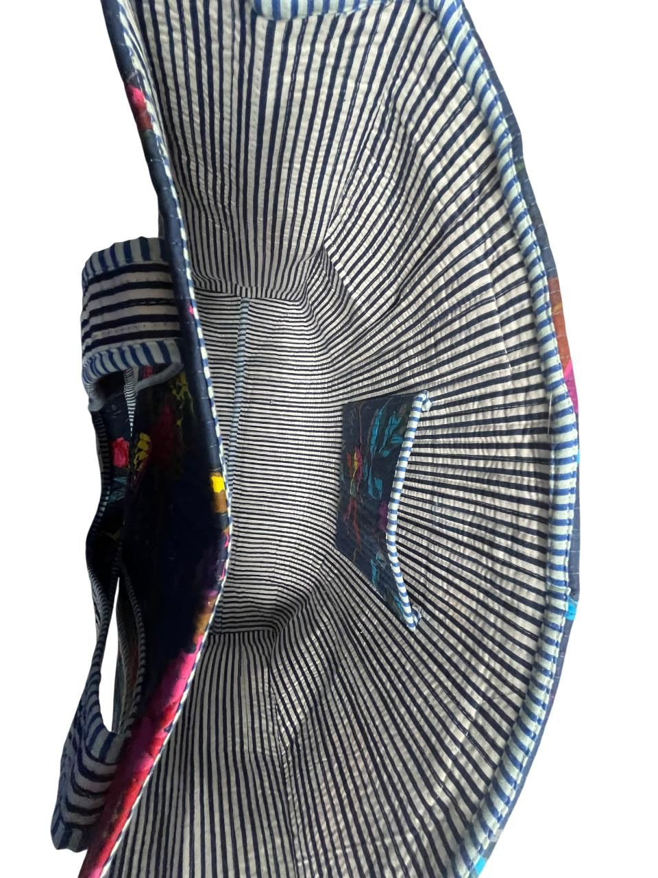 Floral & Striped Reversible Quilted Tote