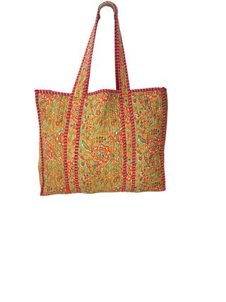 Earthy Floral Reversible Quilted Tote Bag
