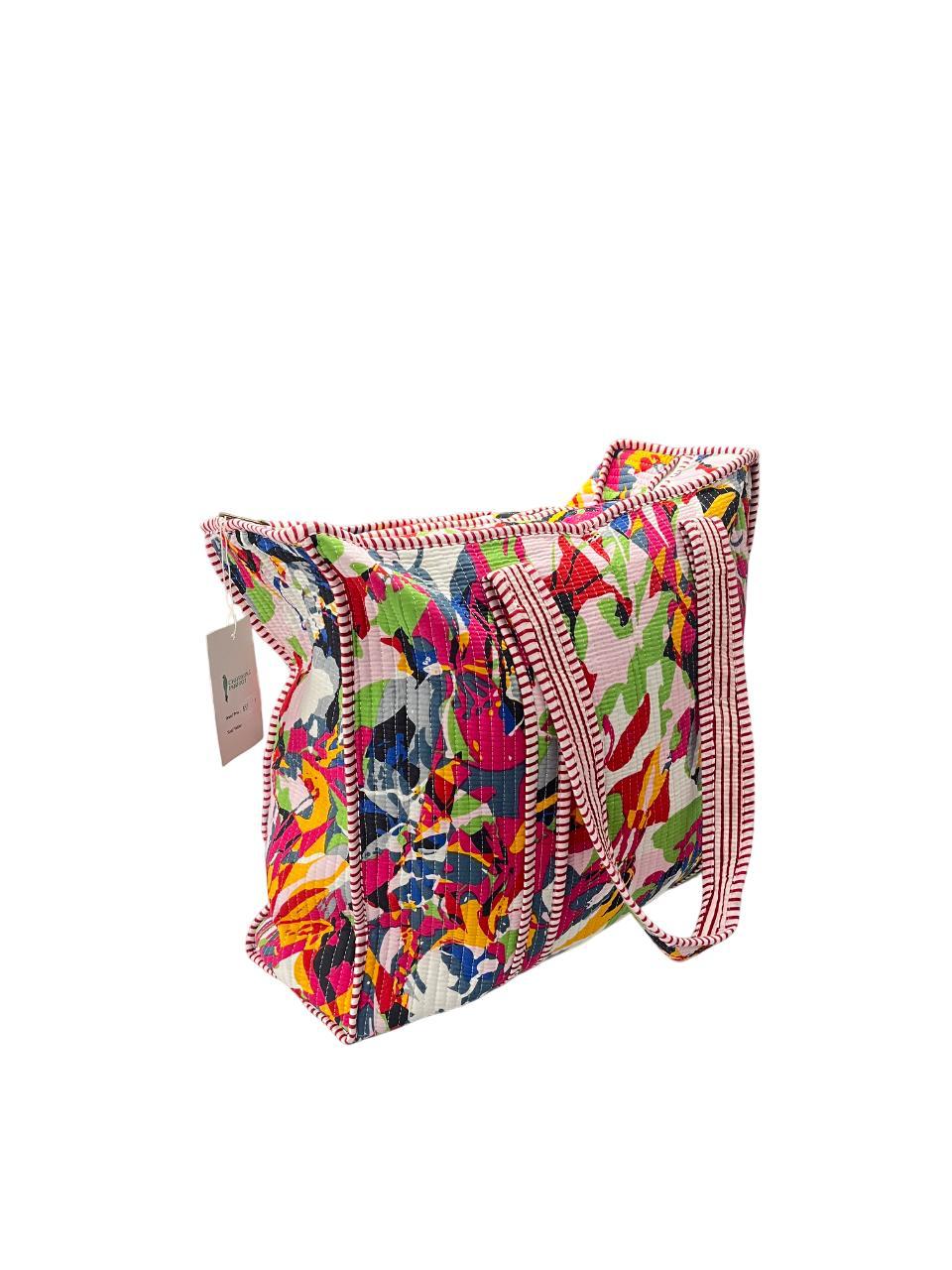Abstract Pop Zippered Quilted Tote