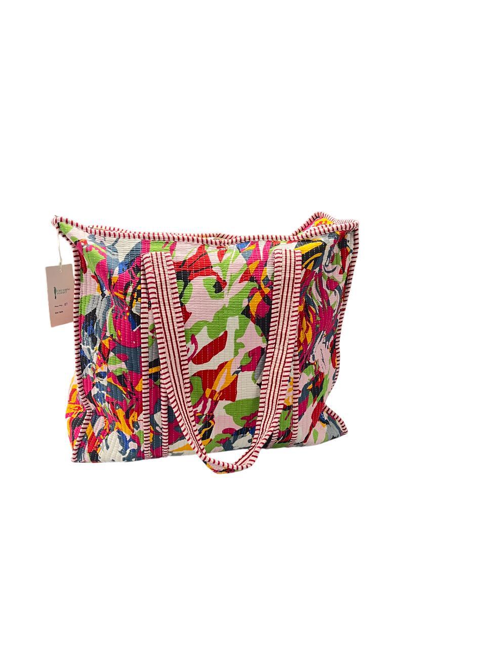 Abstract Pop Zippered Quilted Tote