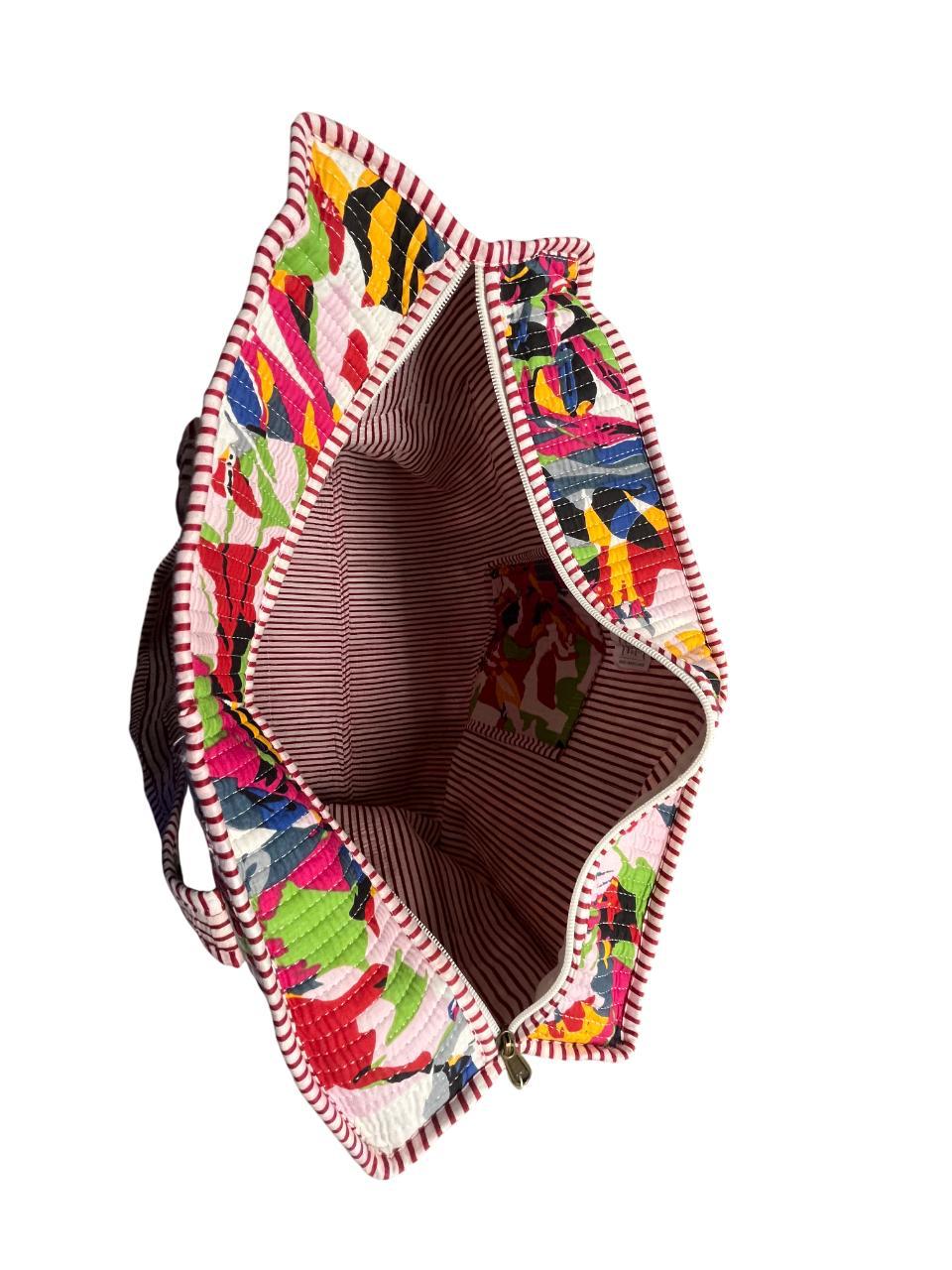 Abstract Pop Zippered Quilted Tote
