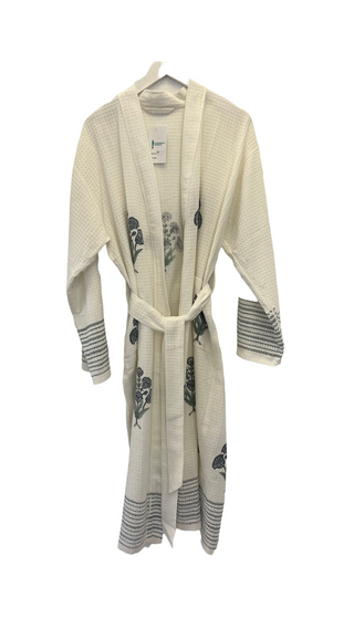 Hand Block Printed 100% Cotton Waffle Robe