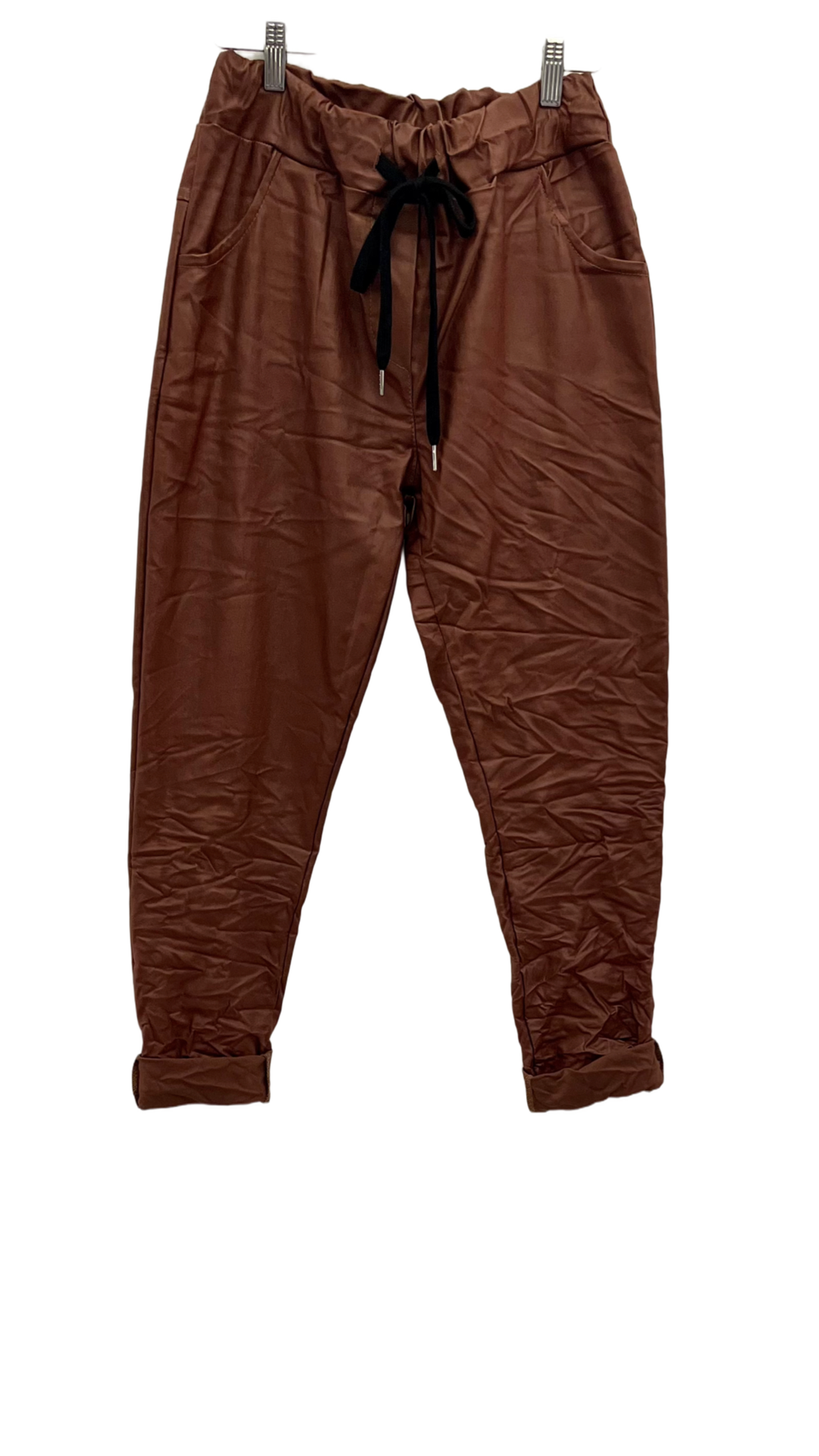 Sasha Faux Leather Joggers made in italy