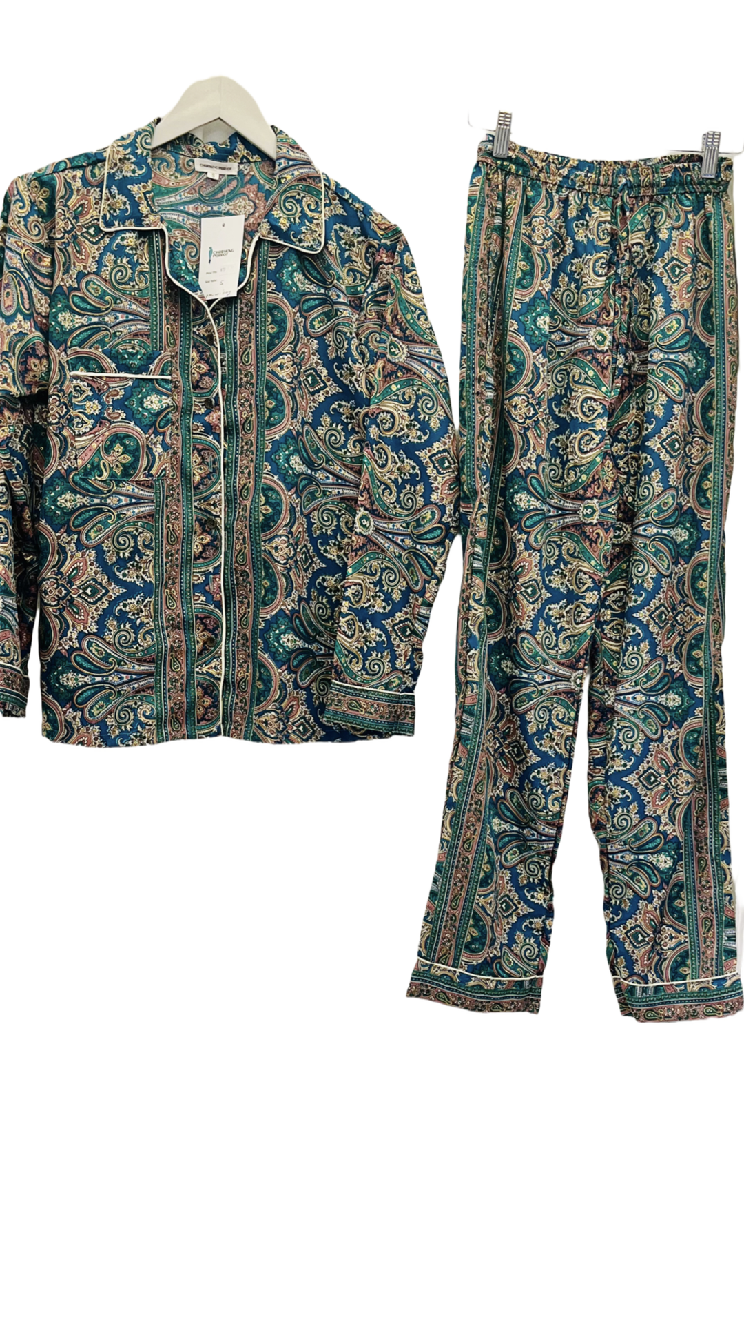 Lucca 2 piece blue silk pajama Sets with matching bag