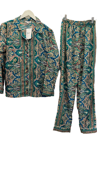 Lucca 2 piece blue silk pajama Sets with matching bag