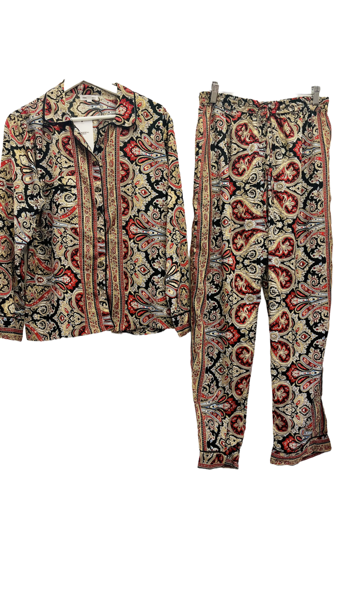 Lucca Red Silk 2 Piece pajama set with bag
