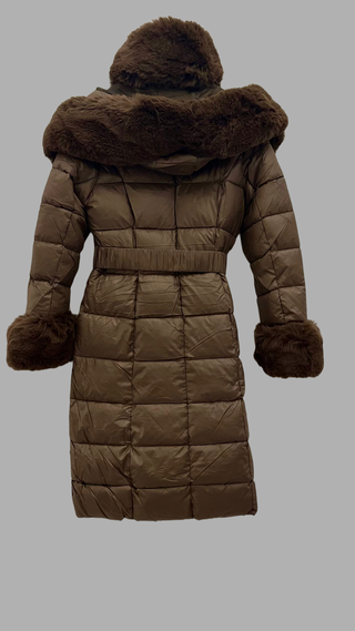 Gloria Long Puffer Coat with detachable Faux Fur and hood