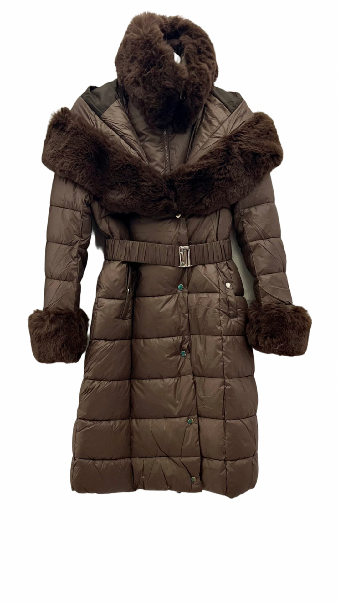 Gloria Long Puffer Coat with detachable Faux Fur and hood