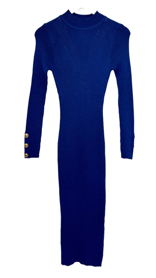 Sandi Stretchy Knitted Dress with Gold buttons