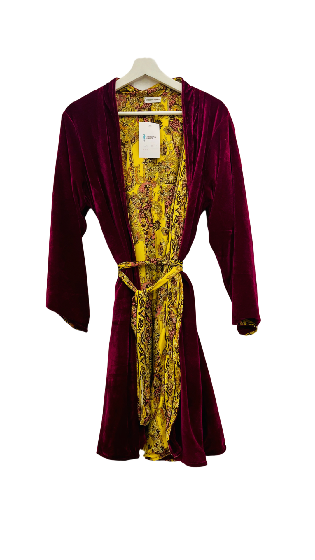 Morina Velvet/Silk Reversible Shorter Robe with belt
